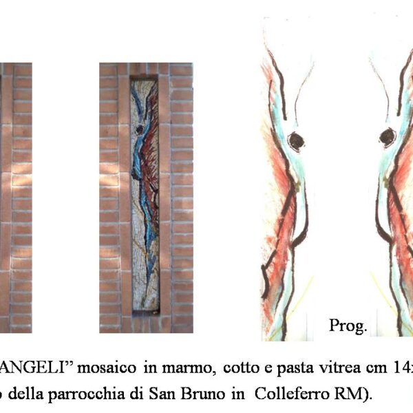 Mosaici in marmo, cotto e pasta vitrea realizzati per la parrocchia di "San Bruno" a Colleferro (Rm)