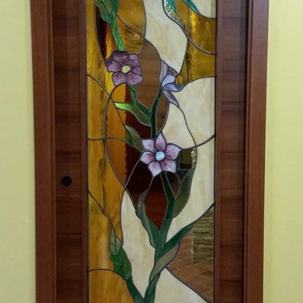 "Fiori rosa" Vetrata artistica di Simona Morelli