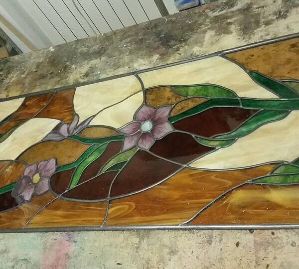 "Fiori rosa" Vetrata artistica di Simona Morelli