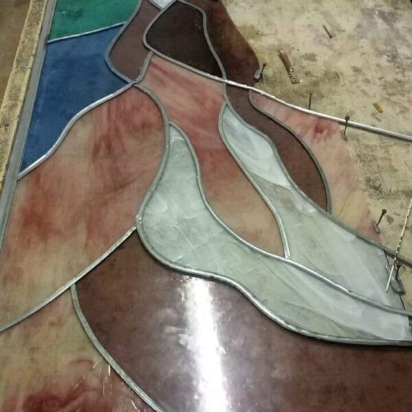 "Abbracciami" Vetrata artistica in corso d'opera di Simona Morelli